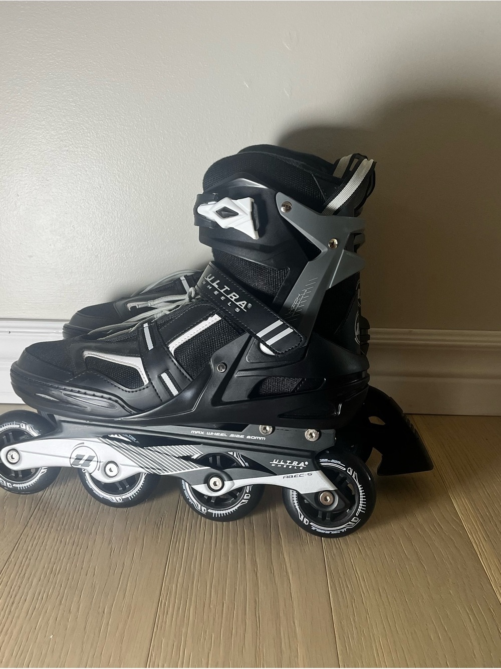 Men’s Black Inline Roller Skates with White Accents